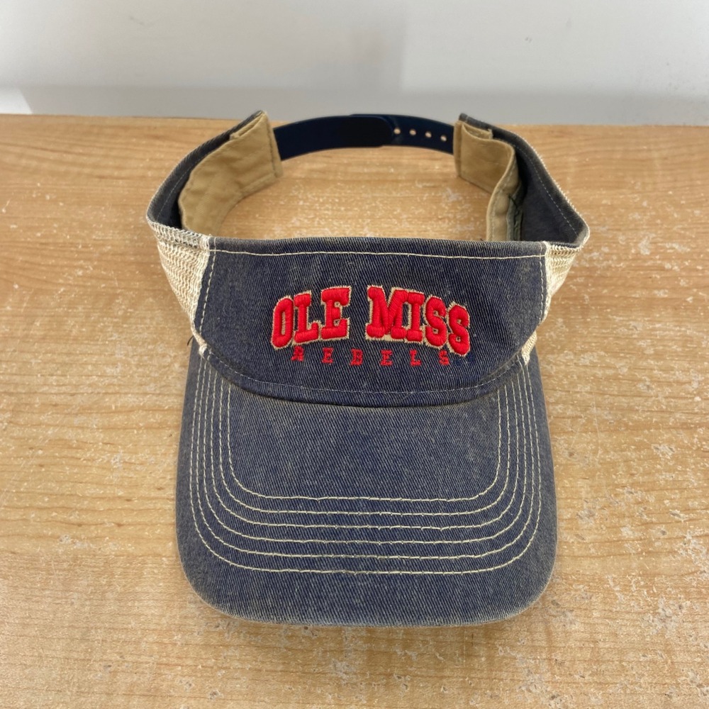 Legacy Ole Miss Rebels Visor Hat Mens Navy Blue Distressed Snapback Mesh NCAA